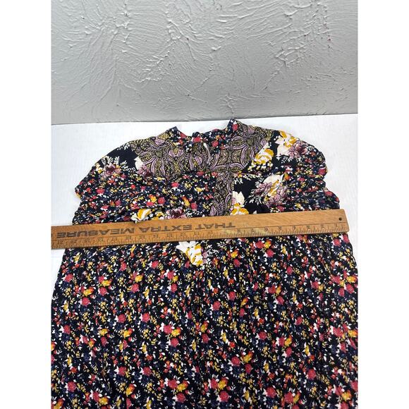 Free People Wildflower Fields Henley Tunic Oversized Boho Flowy Top Blouse SMALL - Picture 5 of 5